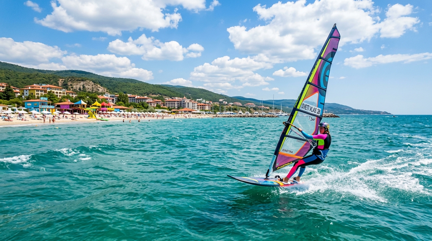 Active Windsurfing on Dinevi Beach